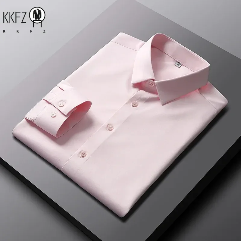 Men's Casual and Fashionable Long Sleeved Solid Color Shirt Non Ironing and Wrinkle Resistant Business Top thumbnail 2