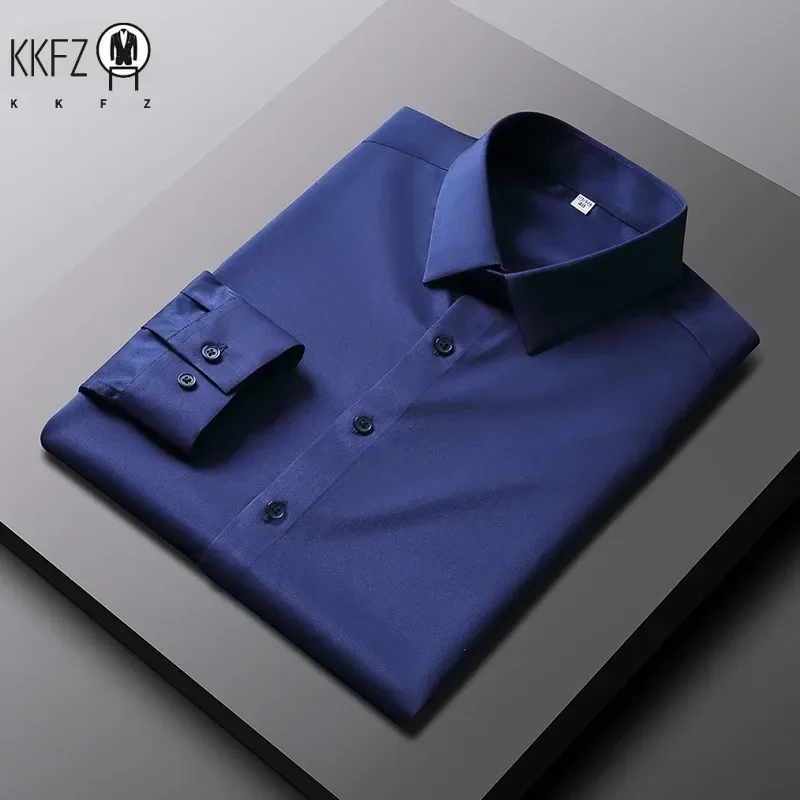 Men's Casual and Fashionable Long Sleeved Solid Color Shirt Non Ironing and Wrinkle Resistant Business Top thumbnail 6