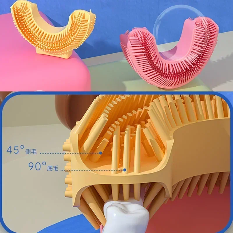 Baby Toothbrush Manual Children Teeth Oral Care Clean Brush 360 Degree U-shaped Silicone Infant Teethbrush Newborn Kid Teethers thumbnail 4