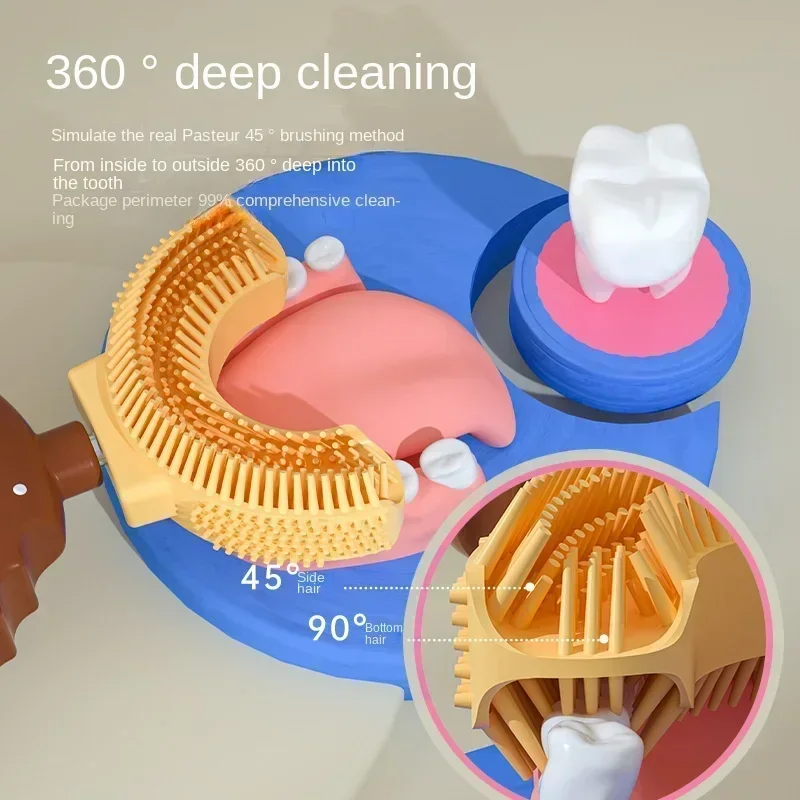 Baby Toothbrush Manual Children Teeth Oral Care Clean Brush 360 Degree U-shaped Silicone Infant Teethbrush Newborn Kid Teethers thumbnail 5