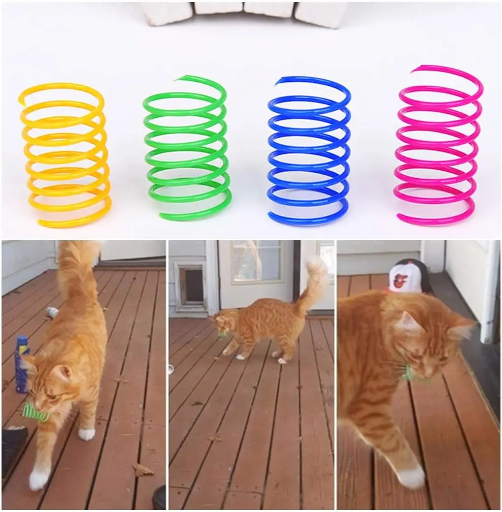 4/200Pcs Cat Spring Toy, Cat Spiral Toys Interactive for Indoor Colorful Cats Plastic Springs Coil for Kitten Hunting Swatting thumbnail 3