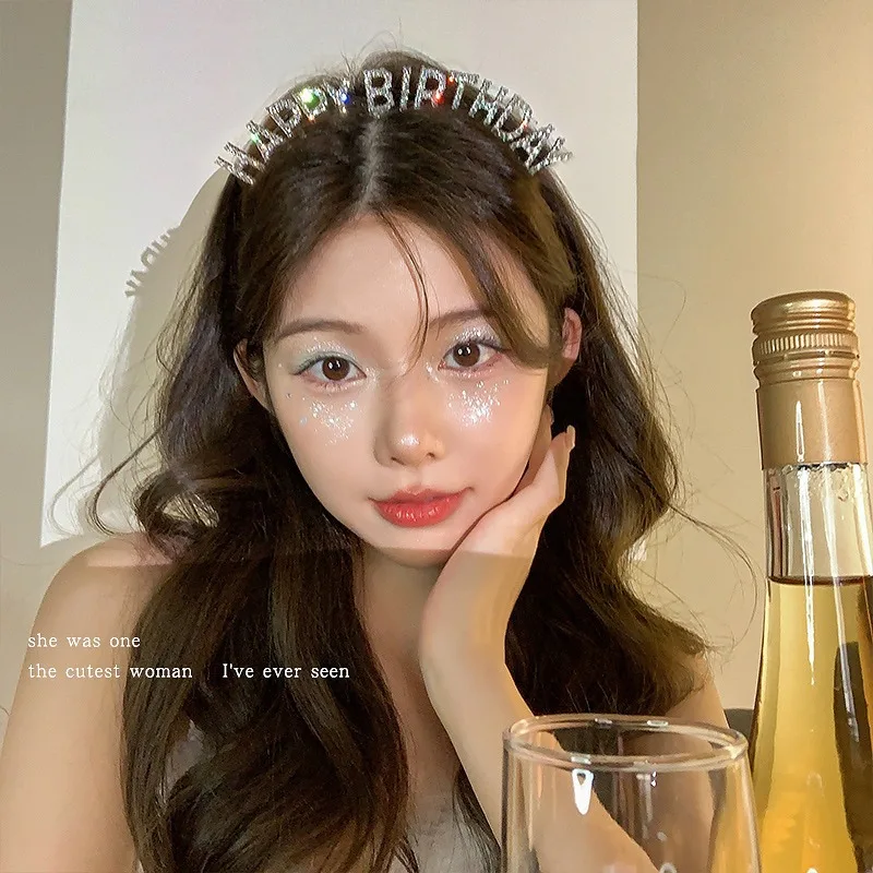 Kids Happy Birthday Hair Hoop Hairbands Fashion Crystal Crown for Girls Rhinestone Tiaras Childdren Hair Accessories thumbnail 6