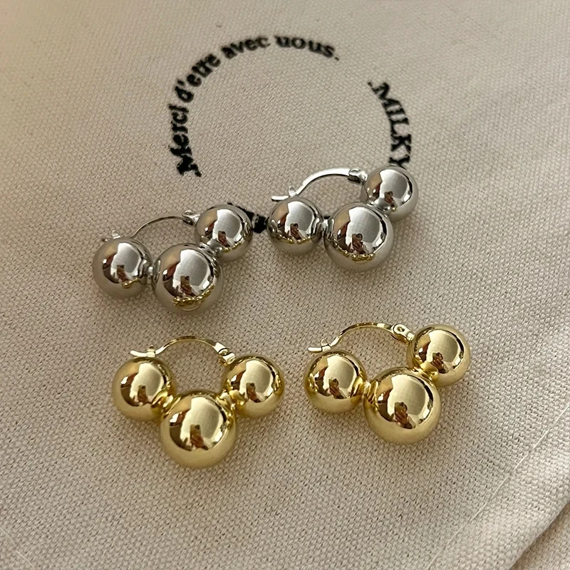 Metal Ball Earrings European And American Style Personalized Fashion Stud Earrings Ladies Girls Travel Wedding Accessories 2024 thumbnail 3