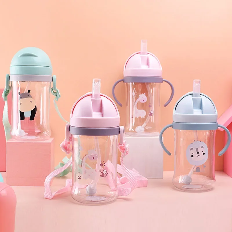 250/350ml Baby Feeding Cup with Straw Children Learn Feeding Drinking Bottle Kids Training Cup with Straw