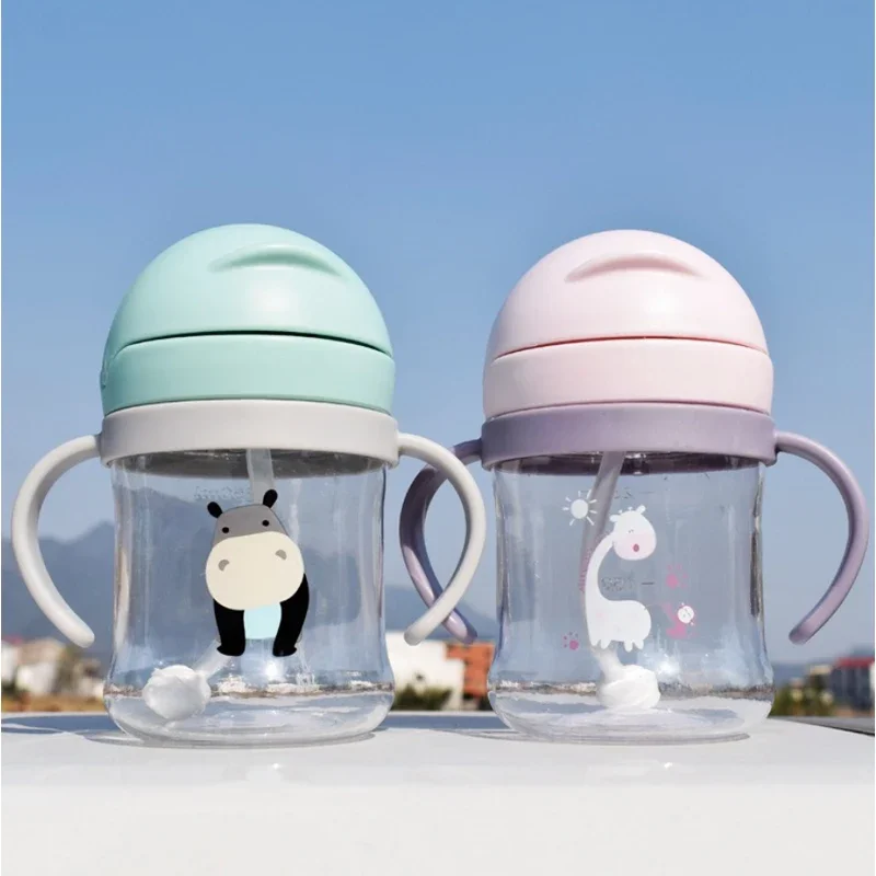 250/350ml Baby Feeding Cup with Straw Children Learn Feeding Drinking Bottle Kids Training Cup with Straw thumbnail 2