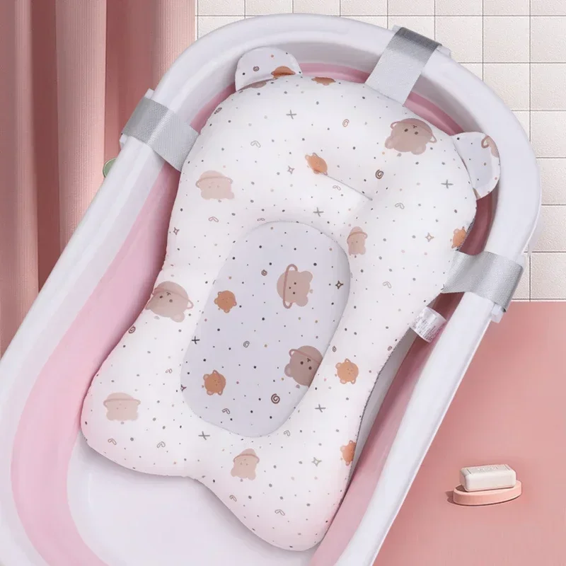 Baby Shower Bath Tub Pad Non-Slip Newborn Bathtub Mat Safety Nursing Foldable Support Comfort Body Cushion Mat Pillow Cartoon thumbnail 2
