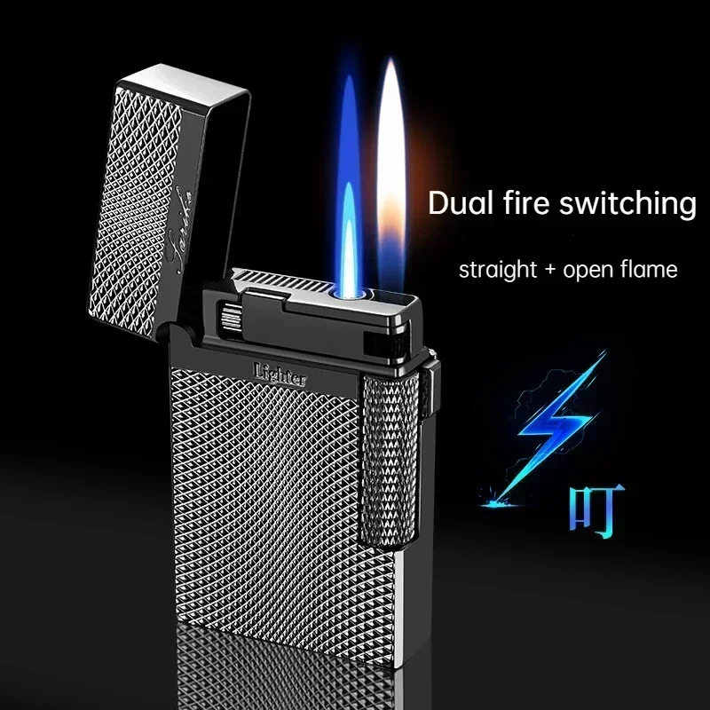 Metal Windproof Torch Gas Lighter Double Flame Butane Lighter Smoking Accessory  Gadgets for Men Gift Cigarette Lighter thumbnail 4