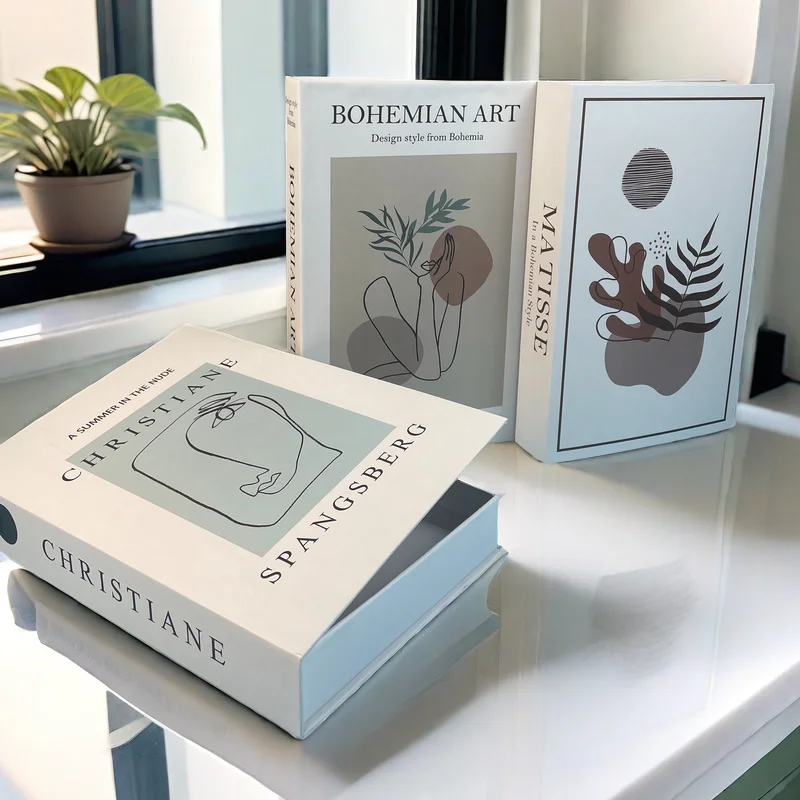 Bauhaus Decorative Books Open Luxury Fake Book Storage Box Home Decor Matisse Boho Monet Coffee Table Shelf Interior Decoration thumbnail 3