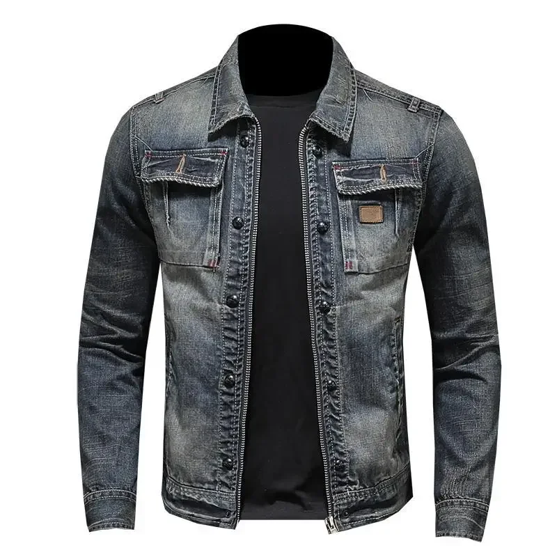 Men's Retro Classic Denim Jacket Autumn Street Trend Handsome Riding Windproof Men's Clothing High Street Casual Lapel Jacket thumbnail 5