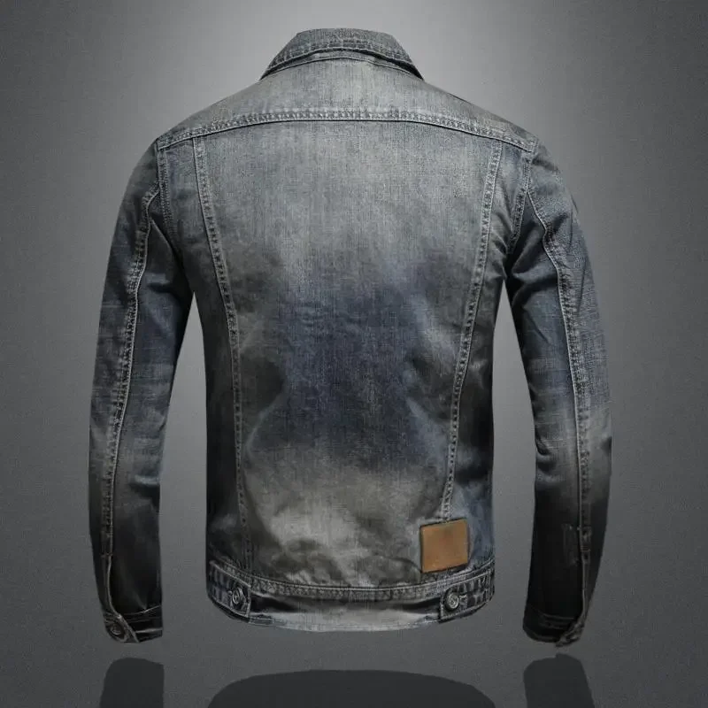 Men's Retro Classic Denim Jacket Autumn Street Trend Handsome Riding Windproof Men's Clothing High Street Casual Lapel Jacket thumbnail 4