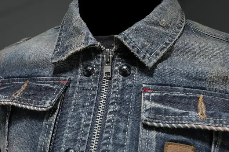 Men's Retro Classic Denim Jacket Autumn Street Trend Handsome Riding Windproof Men's Clothing High Street Casual Lapel Jacket thumbnail 6