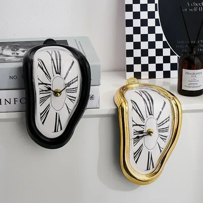 2024 New Novel Surreal Melting Distorted Wall Clocks Surrealist Salvador Dali Style Wall Watch Decoration Gift Home Garden thumbnail 2