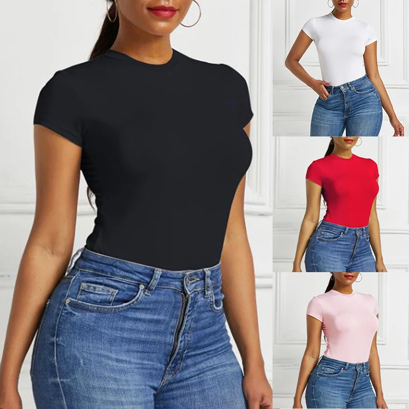 Women's Tops Summer Bodysuit Daily Irregular Breathable Fashion Lady Jumpsuit Top Sexy T-shirts Solid Color Bottom Layer Shirt thumbnail 3