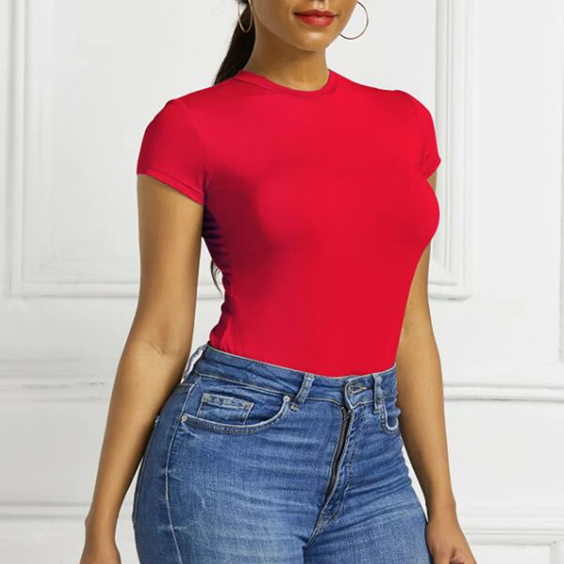 Women's Tops Summer Bodysuit Daily Irregular Breathable Fashion Lady Jumpsuit Top Sexy T-shirts Solid Color Bottom Layer Shirt thumbnail 2