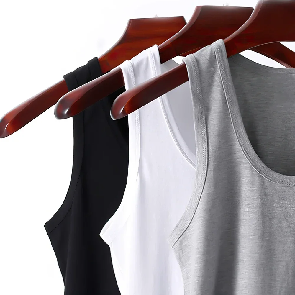 Men‘s Cotton Undershirts Boy Youth Sports Bottoming Vests Middle-aged And Old Man Casual Sleeveless Tank Top Plus Size A-Shirt thumbnail 6