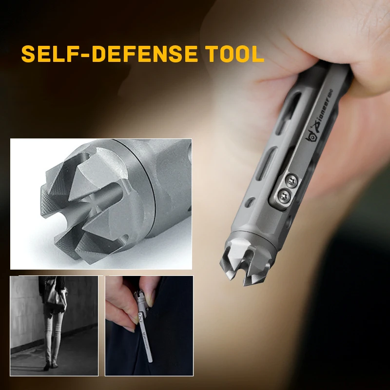 TC4 Titanium Alloy Bolt Type Tactical Pen With Back Clip Multi-functional Camping Signature Pen Self-defense Break Windows Pen thumbnail 3