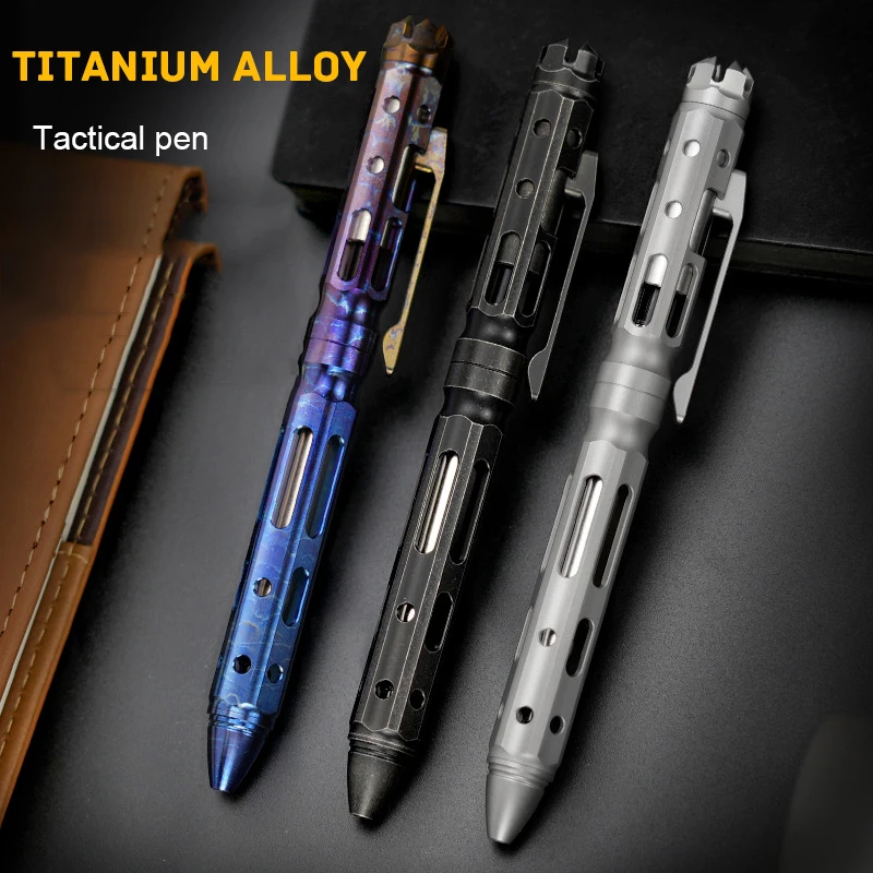 TC4 Titanium Alloy Bolt Type Tactical Pen With Back Clip Multi-functional Camping Signature Pen Self-defense Break Windows Pen thumbnail 2