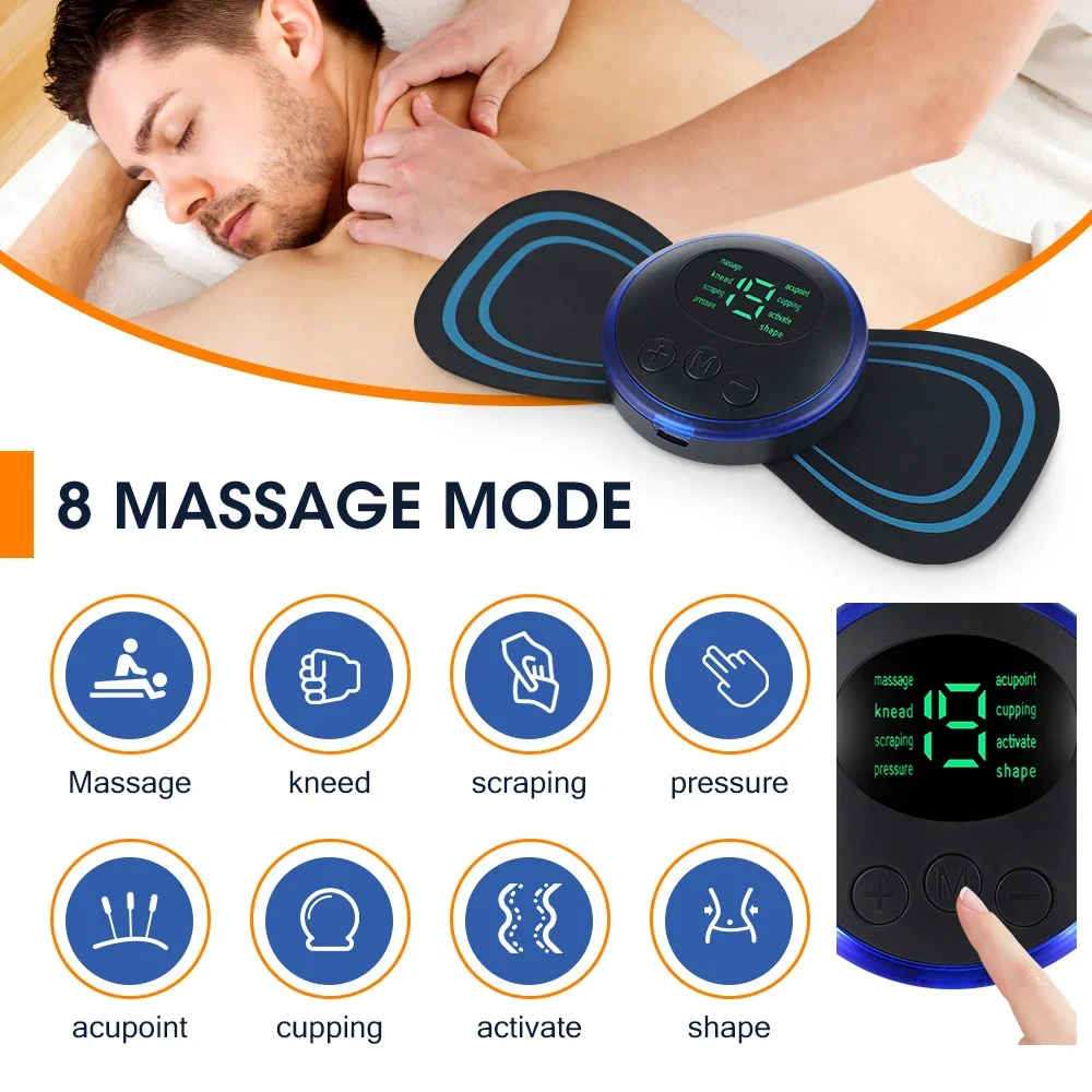 EMS Electric Neck Massager EMS Muscle Massage Stimulator Low Frequency Instrument Back Cervical Calf Patches Joints Mini Device thumbnail 3