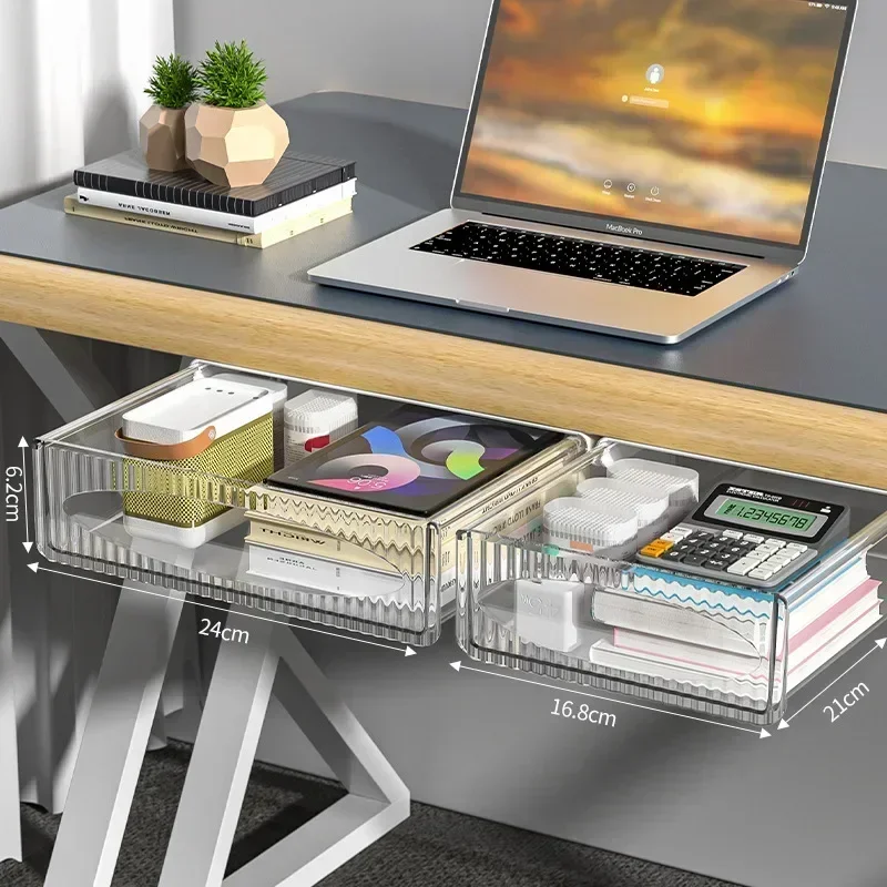Invisible Storage Table Shelf Storage Box New Pull Out Storage Box Hanging Under Desk Drawer Large Capacity Undertable Drawer thumbnail 3