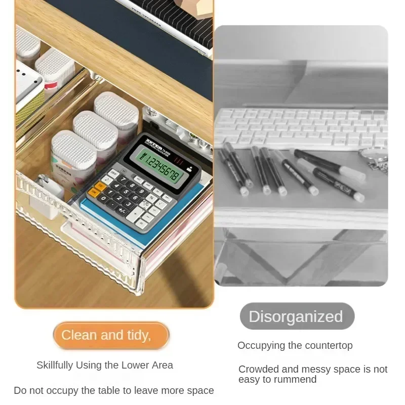 Invisible Storage Table Shelf Storage Box New Pull Out Storage Box Hanging Under Desk Drawer Large Capacity Undertable Drawer thumbnail 5