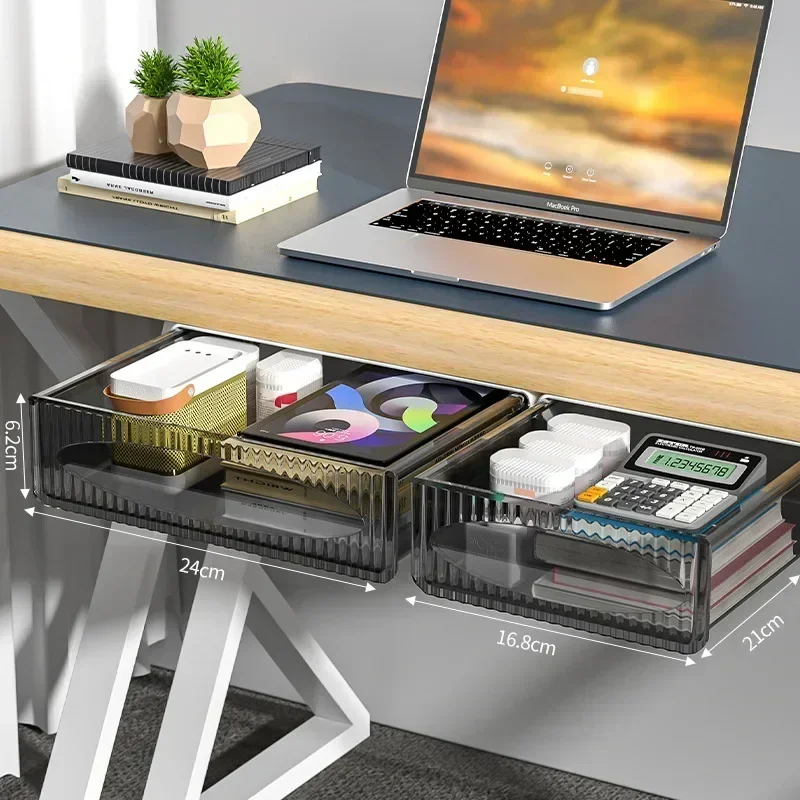 Invisible Storage Table Shelf Storage Box New Pull Out Storage Box Hanging Under Desk Drawer Large Capacity Undertable Drawer thumbnail 2
