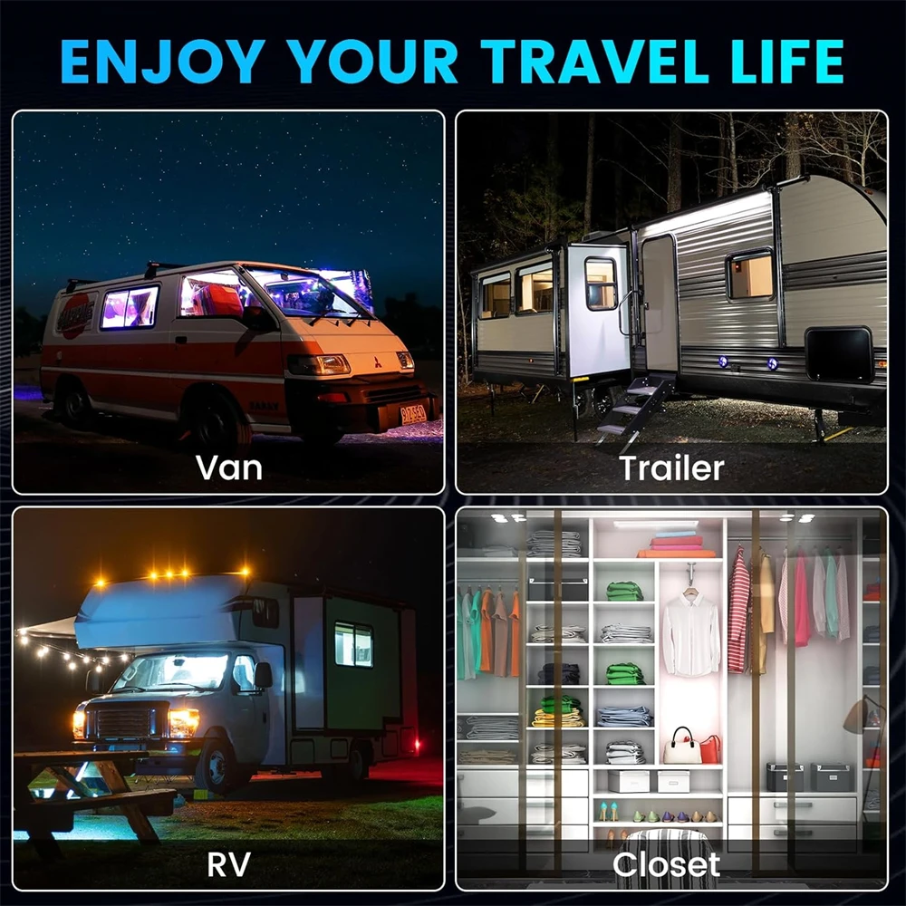 2PCS 120 LED RV Trunk Light 12v/24v Caravan Ceiling LED Trailer Motorhome Van Lorry Truck Camper Boat Light Interior Lighting thumbnail 5