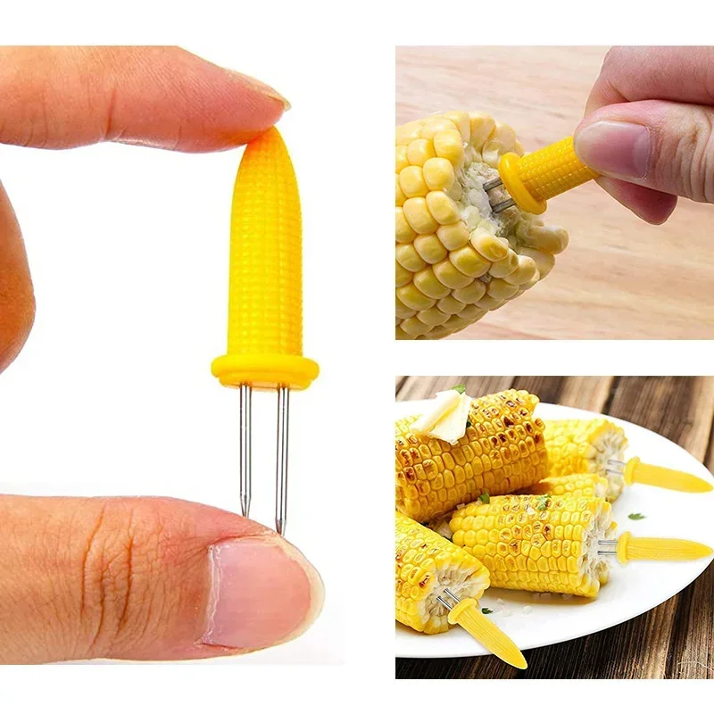 10pcs Fork Corn Skewer Stainless Steel Corn Holders Corn On The Cob Skewers Fruit Forks Outdoor Camping Cooking Barbecue Tool thumbnail 2