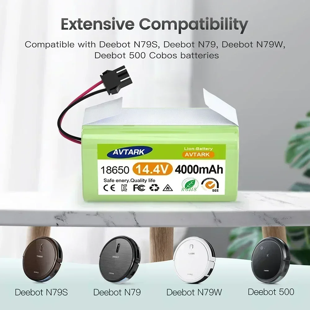 NEW 14.4V 6800mAh Li-ion Battery for Conga Excellence 950 990 1090 1790 1990 Deebot N79S N79 DN622 Eufy Robovac 11S 12 X500 thumbnail 6