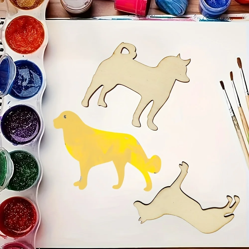 24 Pack Unfinished Dog Wooden Cutouts for Crafts Wooden Dog Puppy Paint Wooden Animal for Painting Party Festival Decoration thumbnail 3
