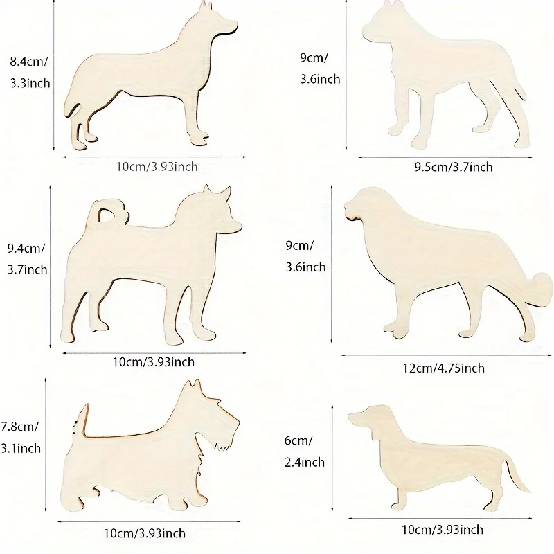 24 Pack Unfinished Dog Wooden Cutouts for Crafts Wooden Dog Puppy Paint Wooden Animal for Painting Party Festival Decoration thumbnail 2