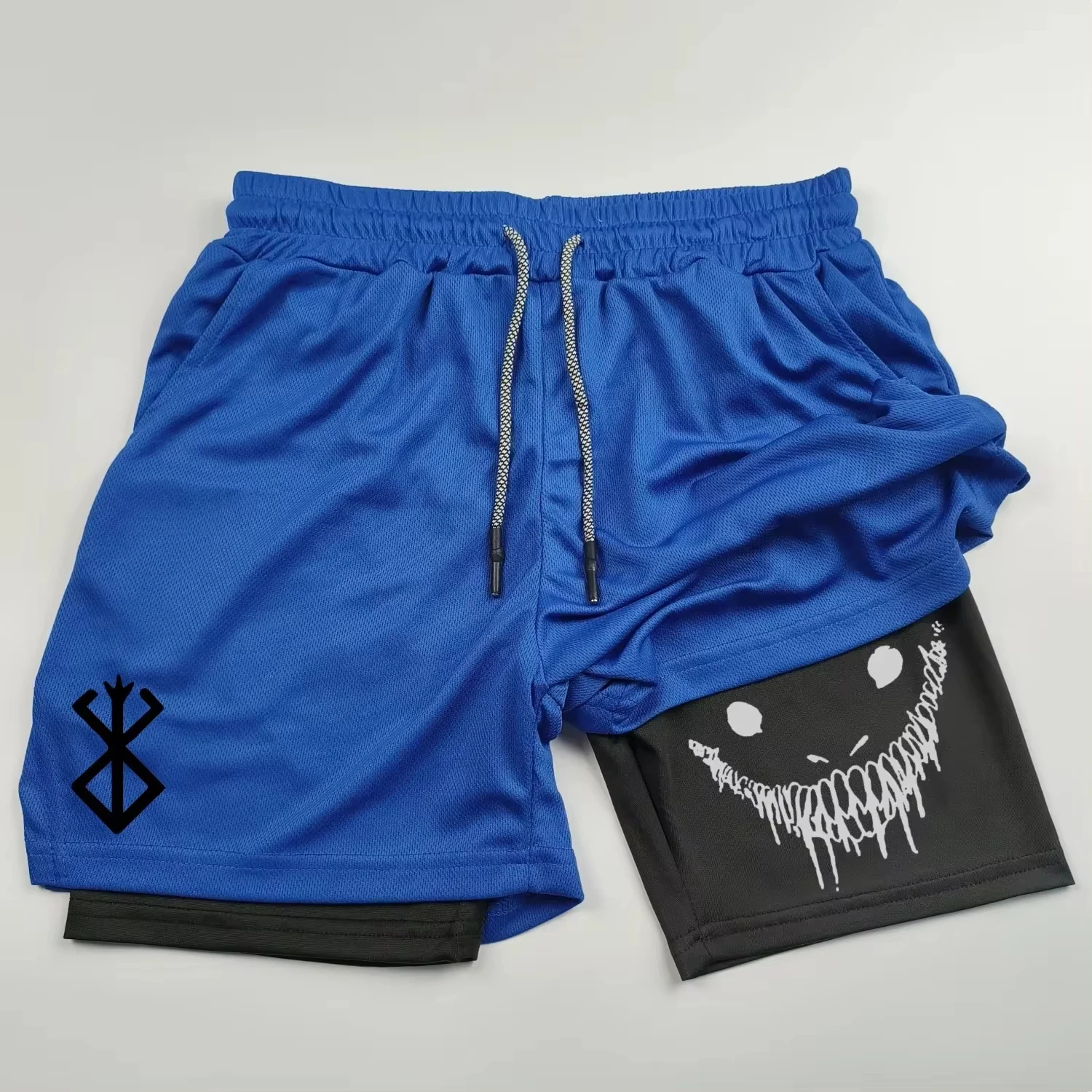 Anime Berserk Running Shorts Men Fitness Gym Training 2 in 1 Sports Shorts Quick Dry Workout Jogging Double Deck  Towel Shorts thumbnail 5
