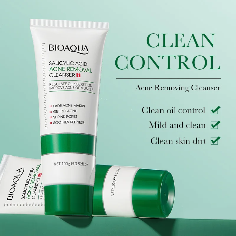 BIOAQUA Salicylic Acid Facial Cleanser Acne Treatment Moisturizing Oil Control skincare Face Wash Foam Face Cleanser Skin Care thumbnail 2