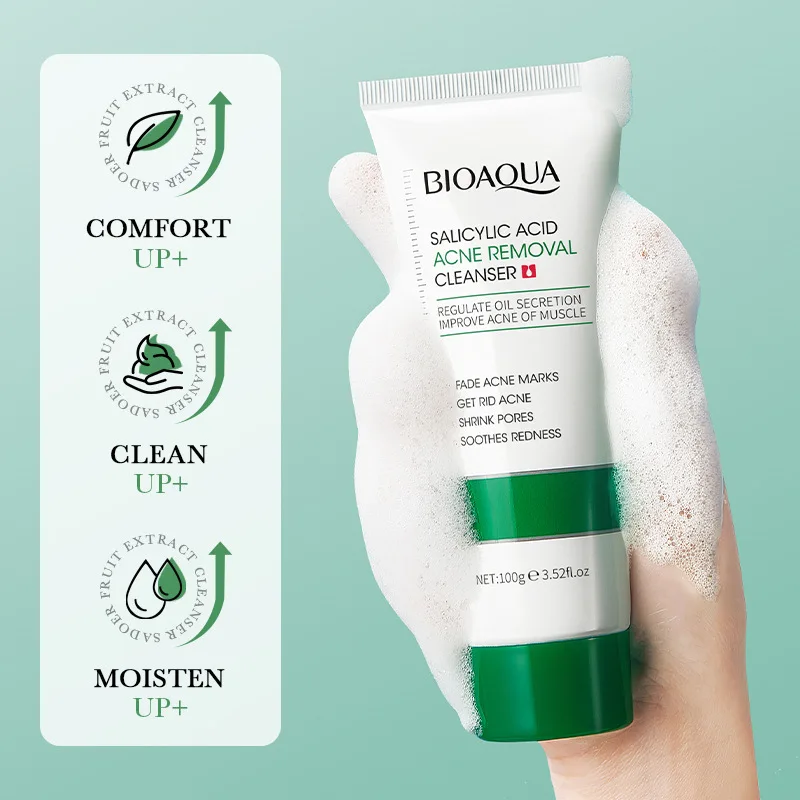 BIOAQUA Salicylic Acid Facial Cleanser Acne Treatment Moisturizing Oil Control skincare Face Wash Foam Face Cleanser Skin Care thumbnail 3