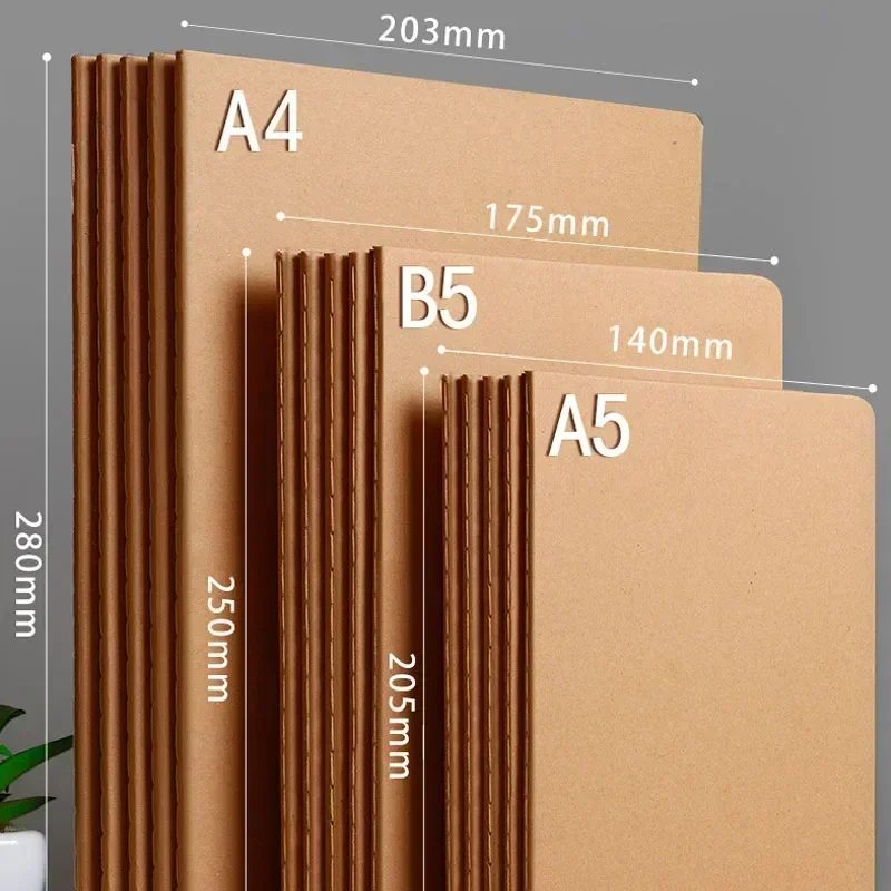 Notebook A5 Kraft Cover Vintage Diary Blank/grid/lined Stationery Planner Writing Paper for Students School Office Supplies thumbnail 3