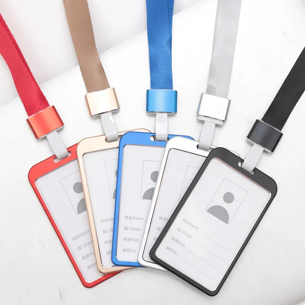 Fashion Unisex Card Cover Women Lanyard Aluminum Alloy Work ID Card Holder Business Work Card ID Badge Holder Metal Bags Case thumbnail 6
