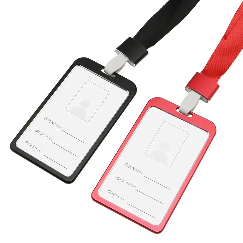 Fashion Unisex Card Cover Women Lanyard Aluminum Alloy Work ID Card Holder Business Work Card ID Badge Holder Metal Bags Case thumbnail 2