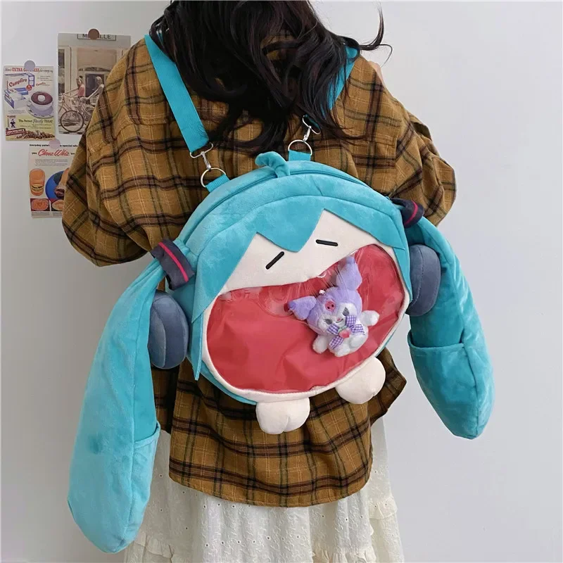Anime Hatsune Miku Cosplay Plush Backpack Ita Bag Women Bag Shool Student Men Velvet Shoulder Bag Girl Gift thumbnail 2