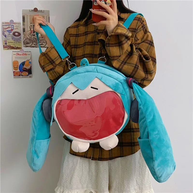 Anime Hatsune Miku Cosplay Plush Backpack Ita Bag Women Bag Shool Student Men Velvet Shoulder Bag Girl Gift thumbnail 4