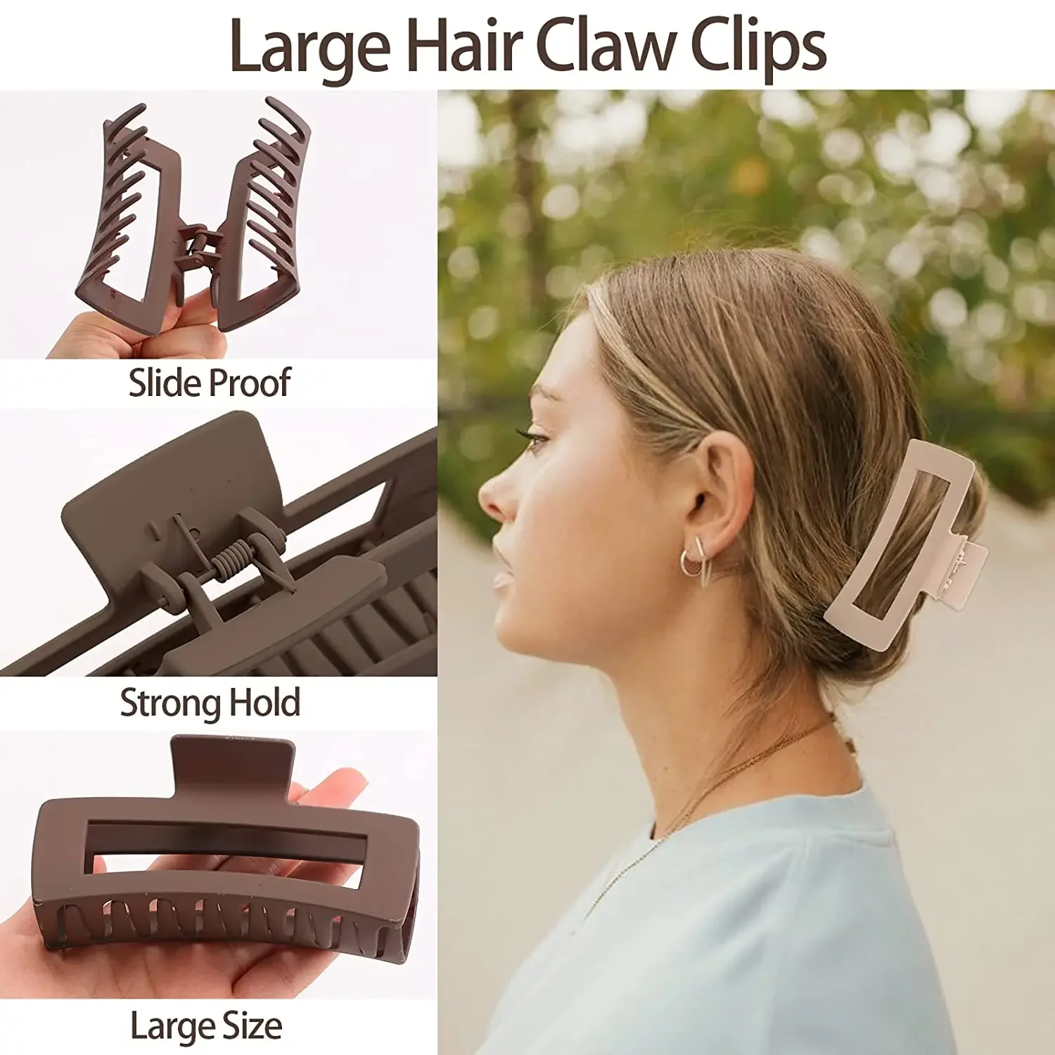 4Pcs/Set Women Girls Claw Clips Coffee Black Hair Claw Nonslip Crab Hairpins Barrette Fashion Hair Accessories Gifts thumbnail 3