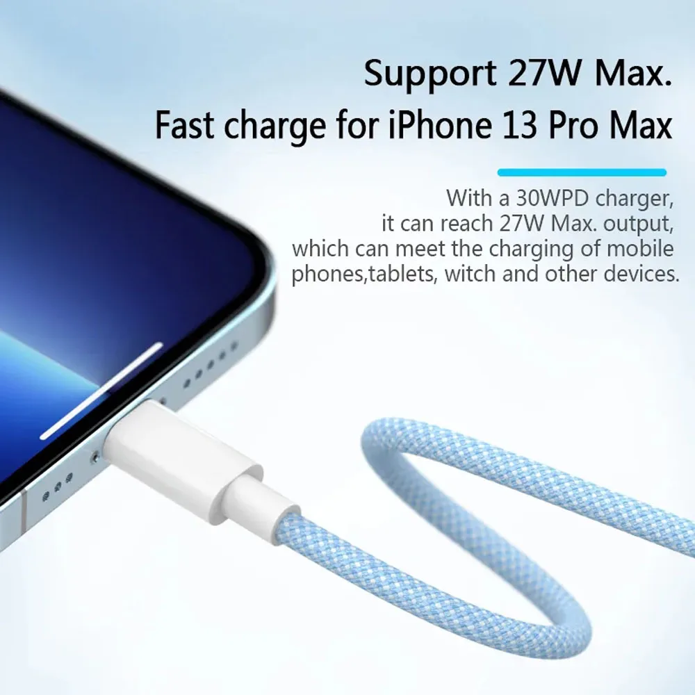 PD 20W USB C Cable For iPhone 14 13 12 11 Pro Max Xs 8 Plus iPad Wire 3A Fast Charging Cord Type C Data Cable for iPhone thumbnail 2