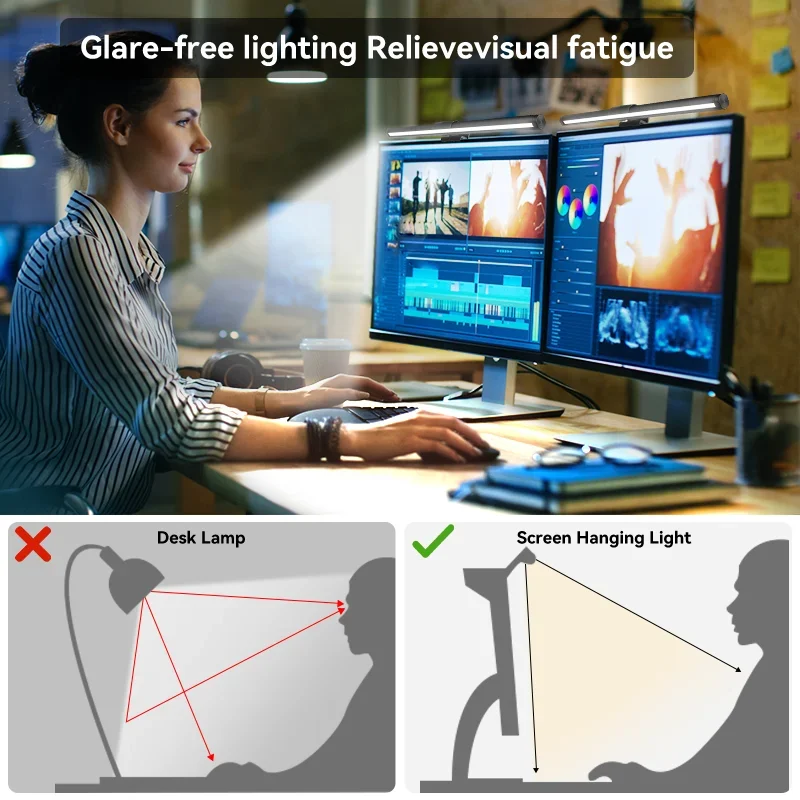 LED Monitor Light Bar Computer Screen Hanging Lights RGB  Atmosphere Table Lamp For Work Study Read Gaming Dimming Lighting 44cm thumbnail 6