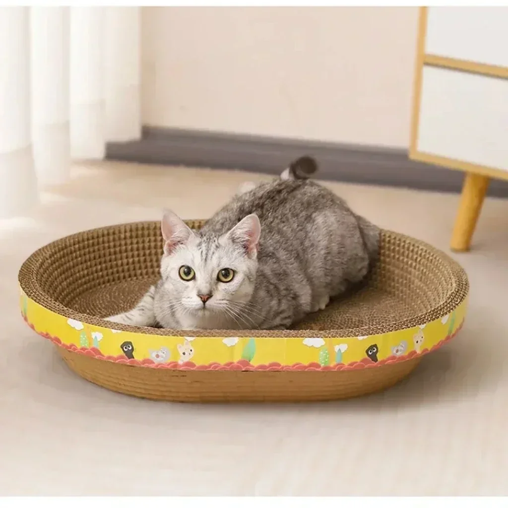 Cat Scratching Board Protect Furniture Grinding Claw Toys Oval Corrugated Paper Wear-resistant Cat Nest Cat Accessories thumbnail 3