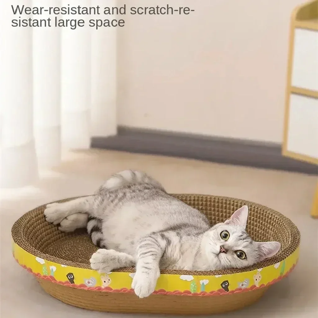 Cat Scratching Board Protect Furniture Grinding Claw Toys Oval Corrugated Paper Wear-resistant Cat Nest Cat Accessories thumbnail 5