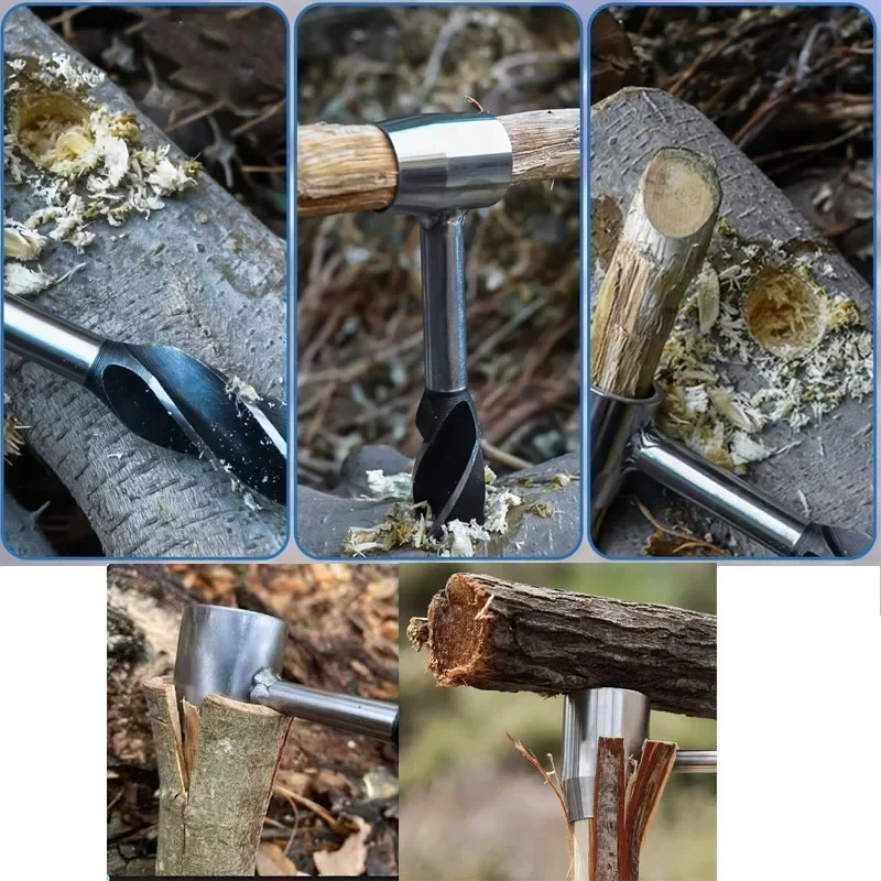 Auger Wrench Outdoor Survival Hand Drill Survival Gear Tool Sports Jungle Crafts Camping Bushcraft Accessories thumbnail 6