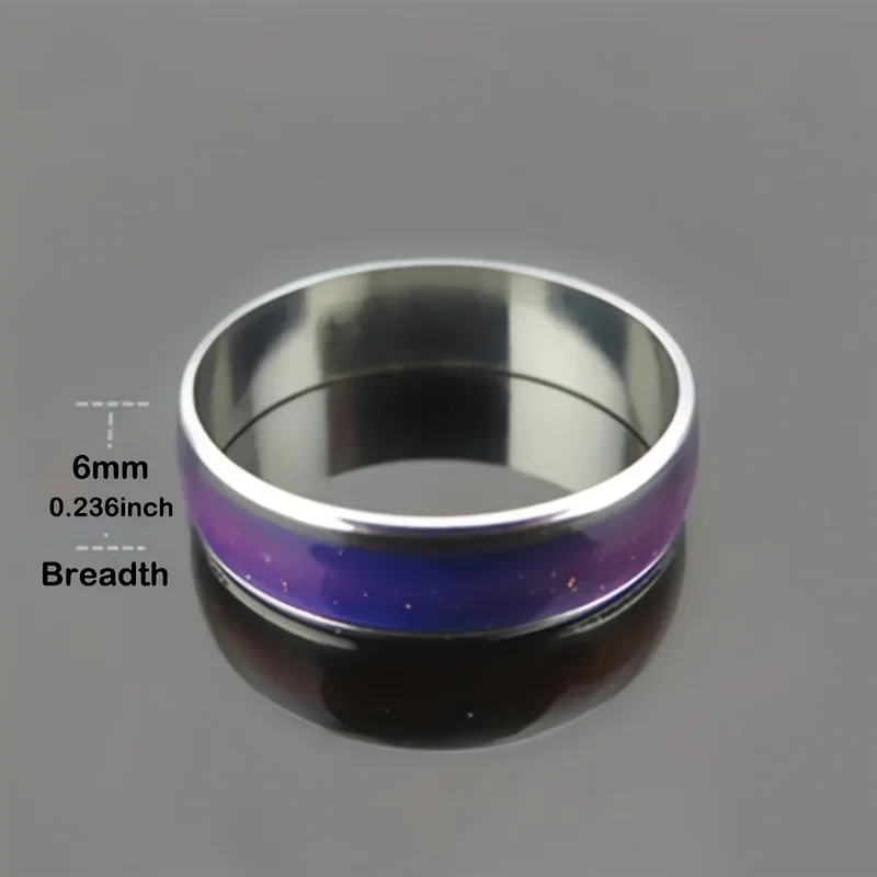 Fashion Stainless Steel Discoloration Changing Mood Ring Thermal Reaction Design Ring Family Friends Perfect Gift thumbnail 6