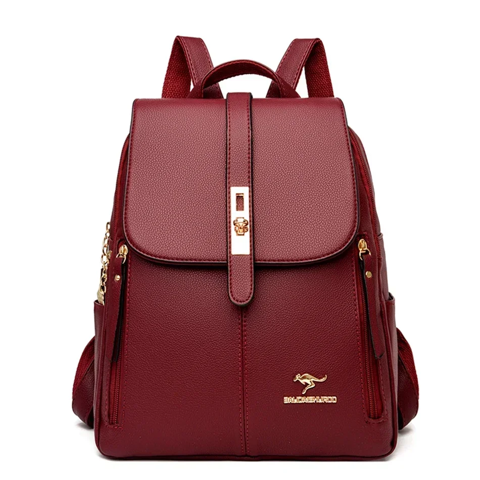 Women Large Capacity Backpack High Quality Leather Vintage Bags for Women School Bags Travel Rucksack Ladies Bookbag Knapsack thumbnail 6