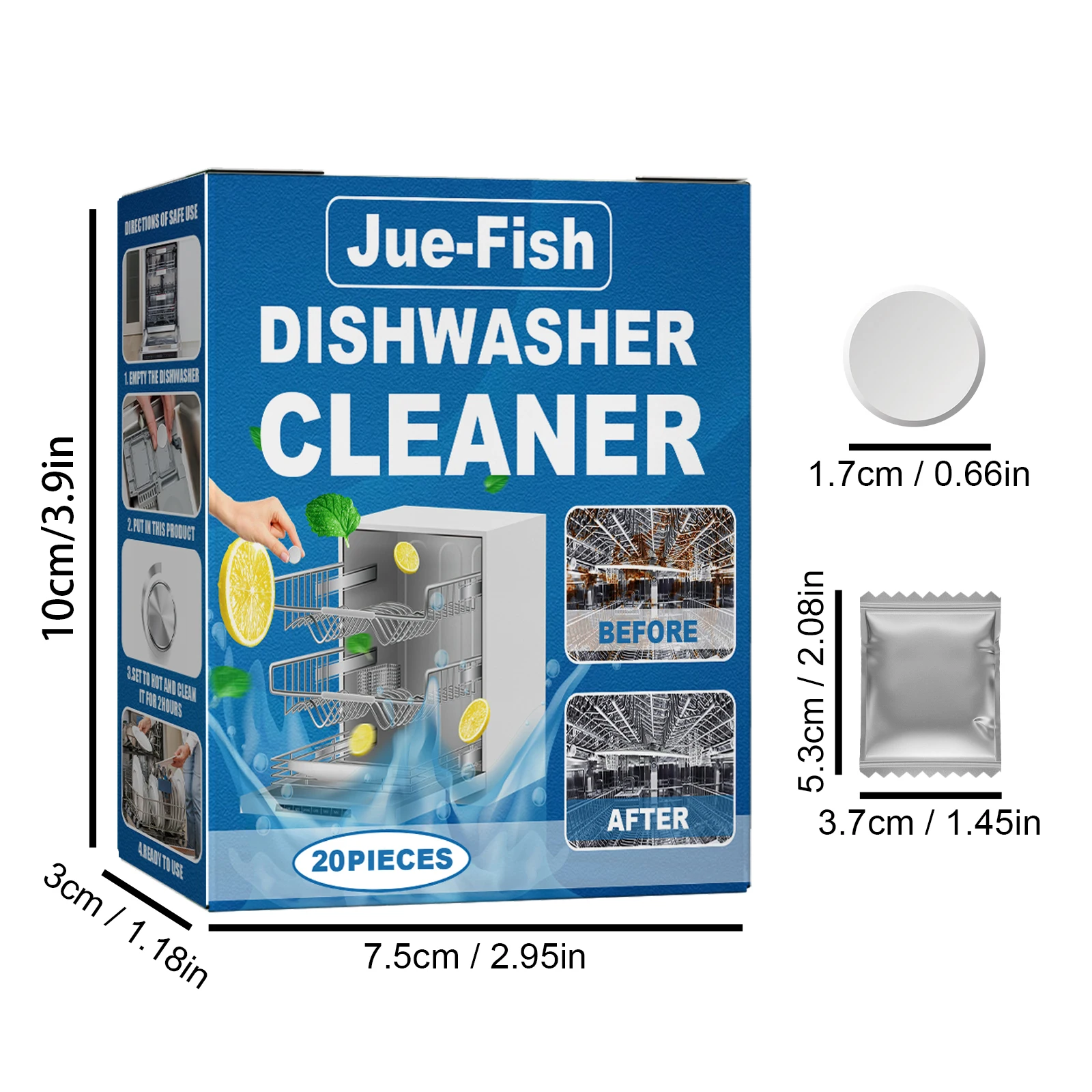 20/40/60PCS Dishwasher Cleaner Tablets - Deep Clean & Deodorize for Built-in/Desktop Dishwashers - Remove Grease Limescale thumbnail 6