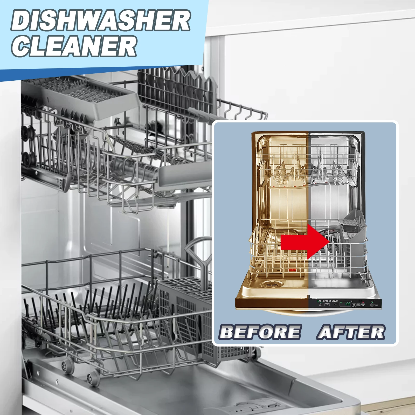 20/40/60PCS Dishwasher Cleaner Tablets - Deep Clean & Deodorize for Built-in/Desktop Dishwashers - Remove Grease Limescale thumbnail 2