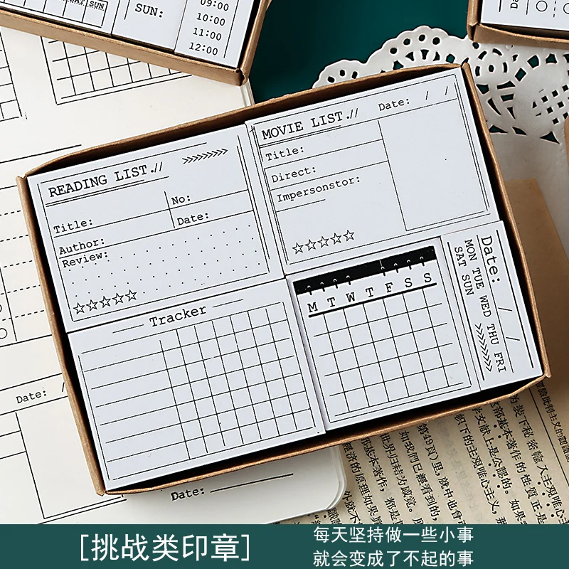 Handbook function Record/time/daily/challenge DIY wooden rubber stamps for scrapbooking stationery decorative Office Supplie set thumbnail 4