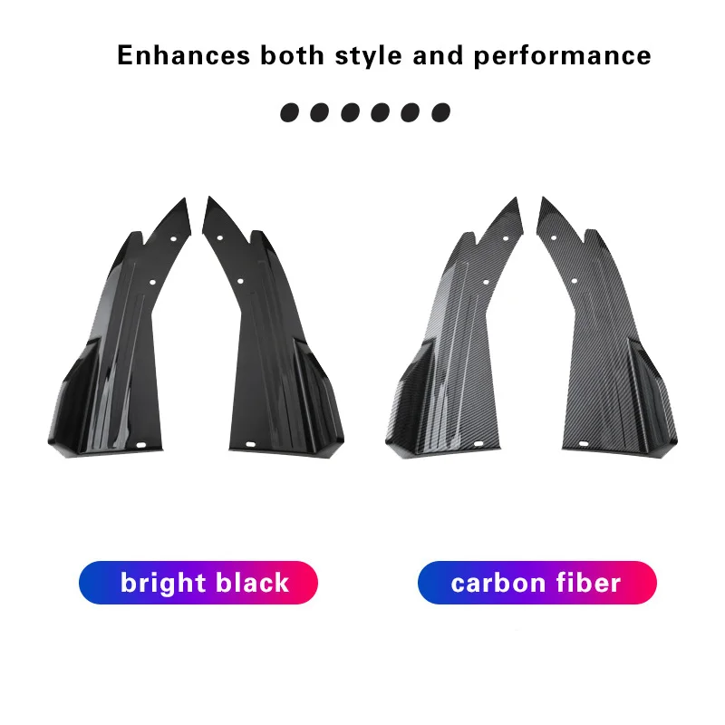 Pair Universal Car Rear Bumper Spoiler Lip Carbon Fiber Wing Trim Protection Anti-crash Diffuser Side Skirt Wrap Angle Splitter thumbnail 4